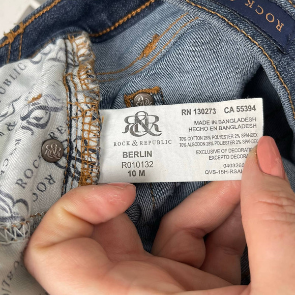 Rock & Republic Berlin Stretch Jeans Skinny Low Rise‎ Dark Wash Denim Size 10 - Picture 12 of 12